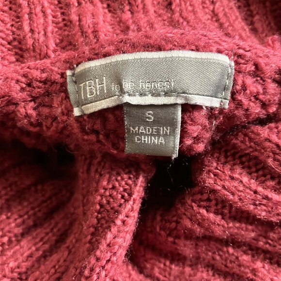 Womens TBH Rose colored  Cable Knit Turtleneck Fuzzy Sweater - Size Small - Picture 2 of 6